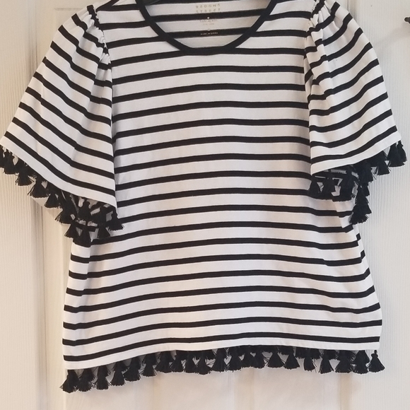 Kate Spade Stripe Flutter Sleeve Top - Picture 4 of 6